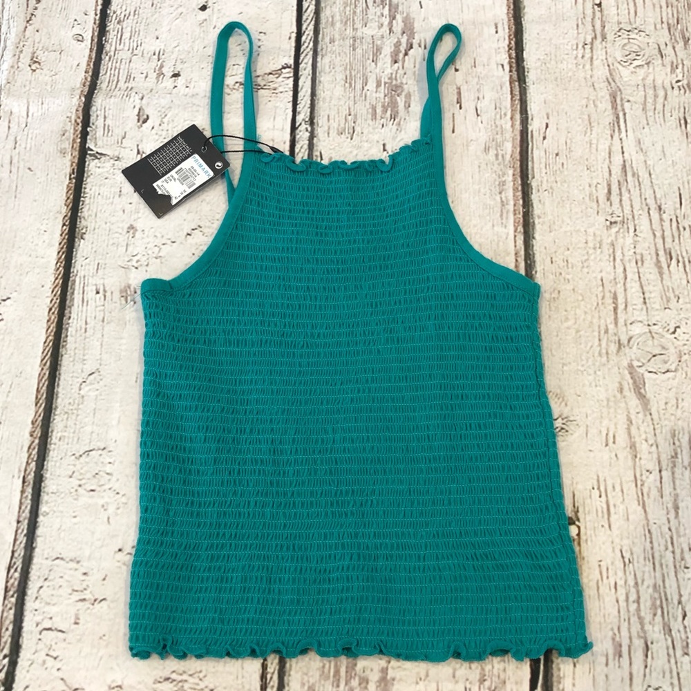 Teal scrunchy crop top - NWT - size Sm/md (6)